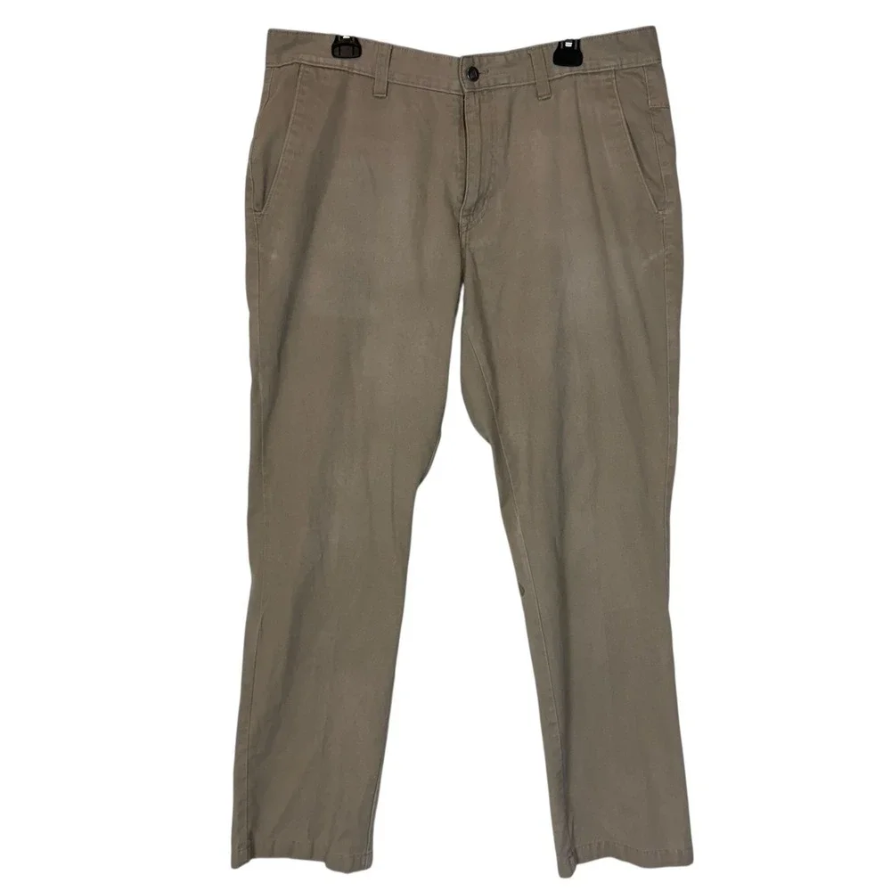 Volcom Pants Mens 36 Beige Chino Regular Fit Straight Leg Casual Cotton Blend